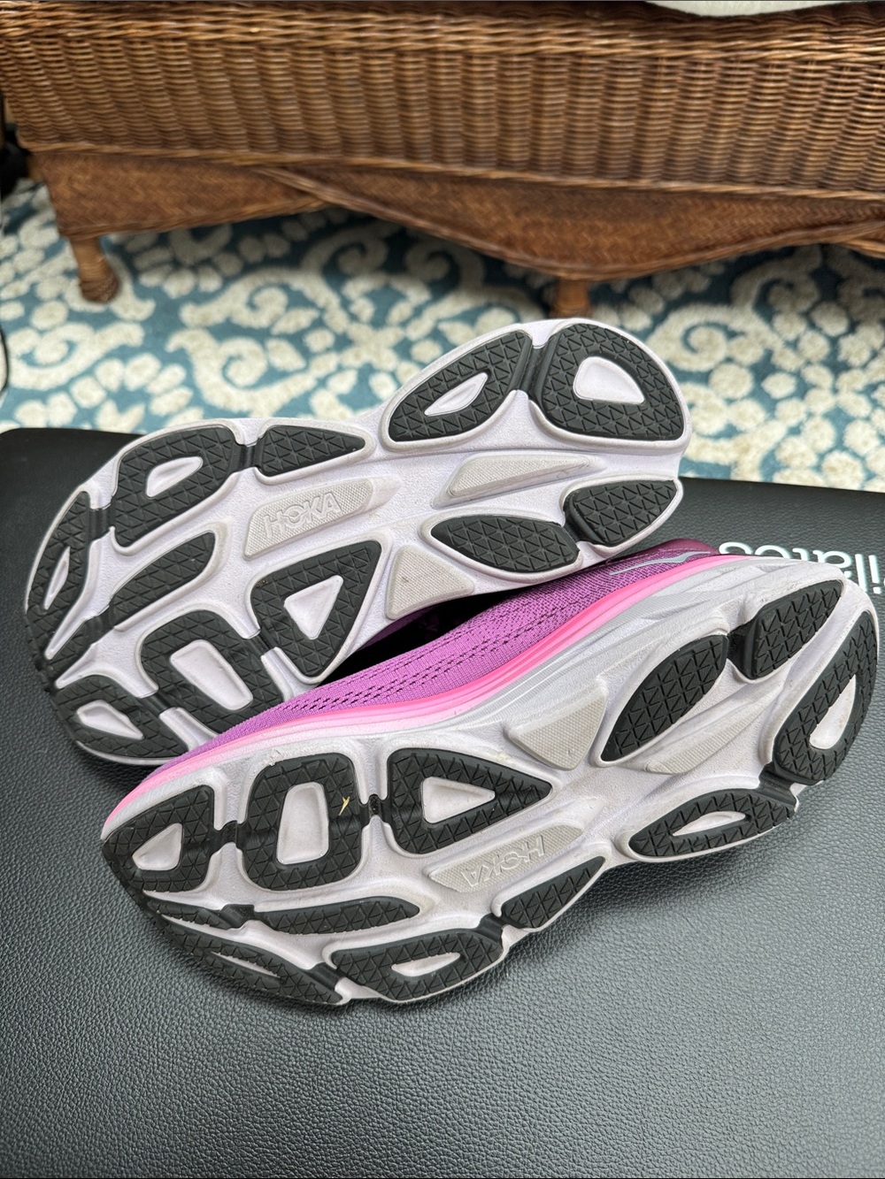 Hoka Bondi 8 Women's Plum and Hot Pink Running Shoes, 11 - Picture 5 of 7
